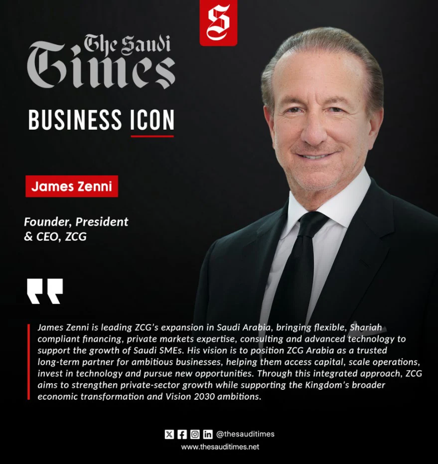 Business Icon feature card: James Zenni, Founder, President & CEO, ZCG