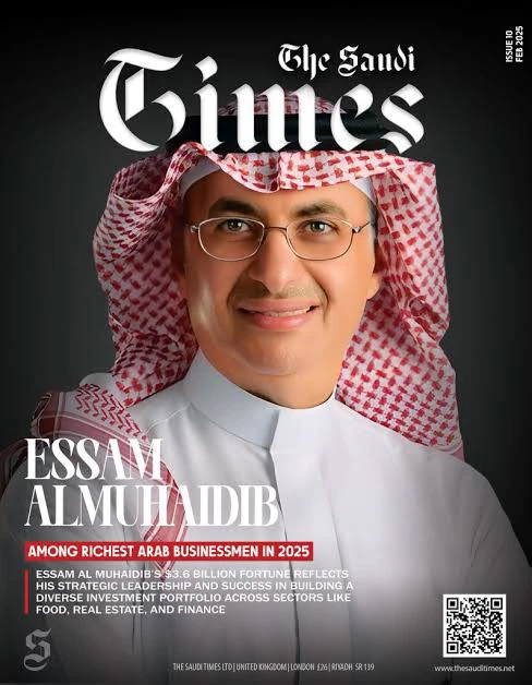 The Saudi Times magazine cover, Issue 10, February 2025 — Essam Almuhaidib