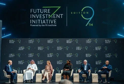 Panel on stage at the Future Investment Initiative, 9th edition