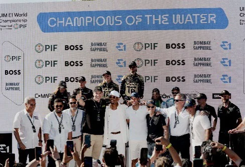E1 Series podium group photo in Miami