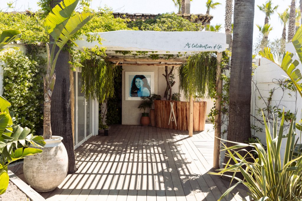 A photo of Nicole Penrod is displayed at the entrance of Nikki Beach Saint-Tropez | the saudi times