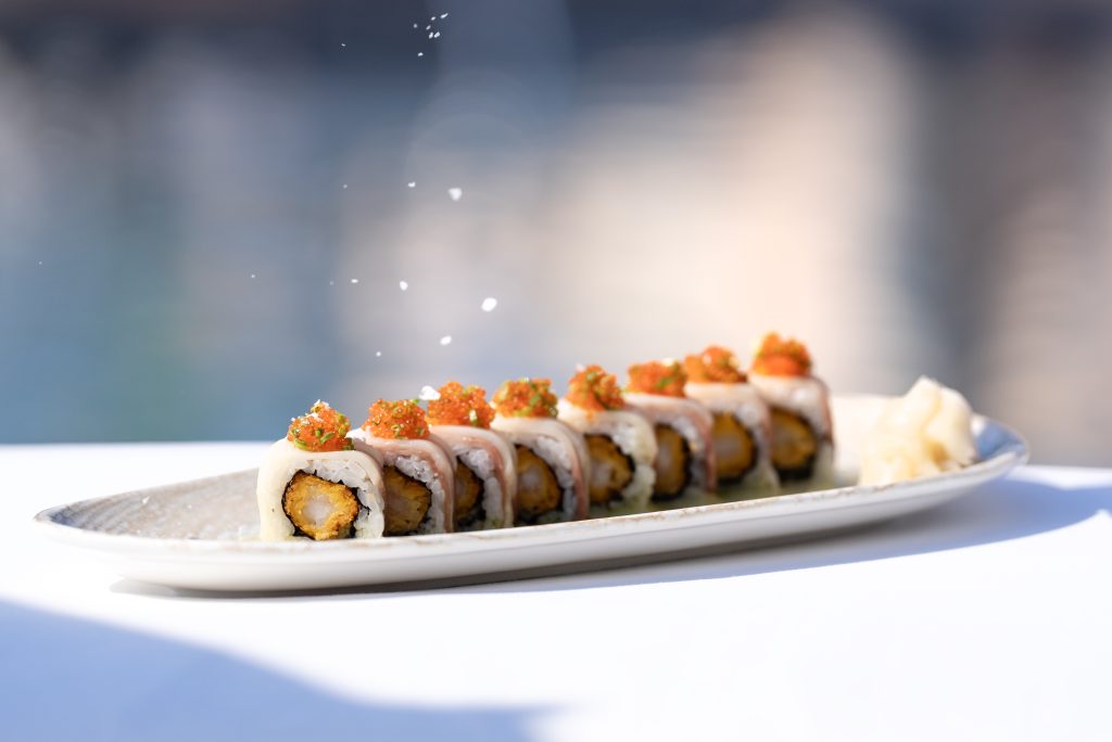 Signature sushi from the Nikki Beach Dubai menu served poolside | the saudi times