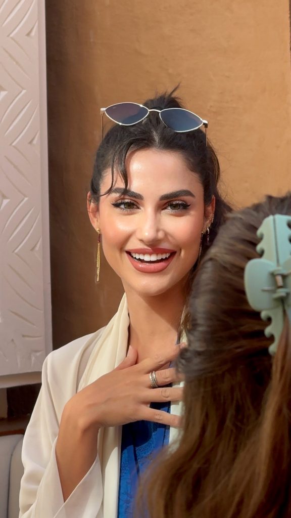 Ameerah-Maryna Roman, Creative Director, on set BTS during day 1 of the shoot. Diriyah, Riyadh