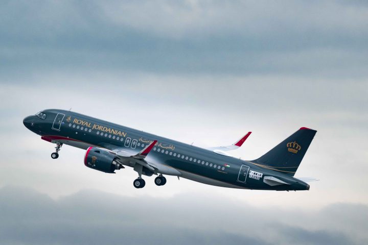 A Royal Jordanian Airbus A320neo Climbs Through The Clouds, Connecting Jordan To Destinations Across The World