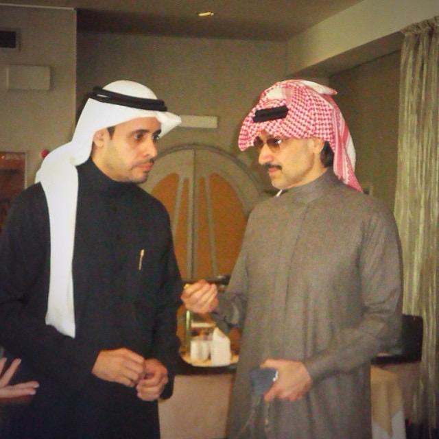 Abdulrahman Al Khathlan with HRH Prince Alwaleed Bin Talal Al Saud at Kingdom Tower, Riyadh, where Al Khathlan introduced the vision that led to the launch of Spazio Restaurant.