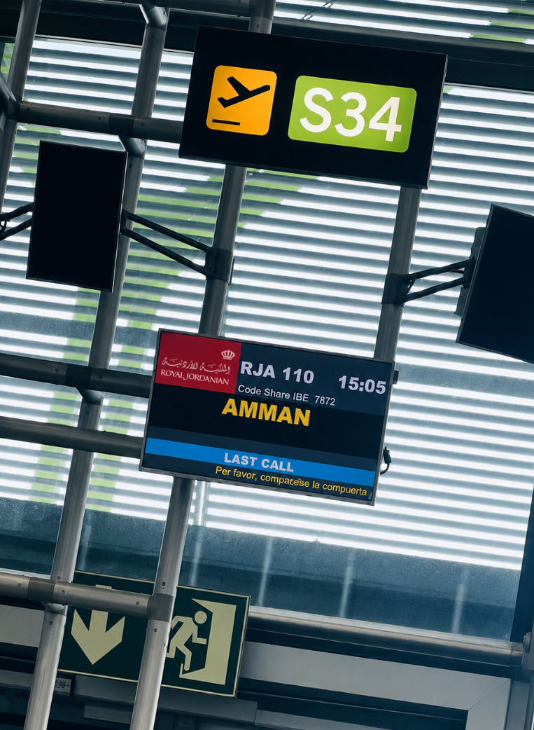 Madrid Barajas Airport , Royal Jordanian Boarding Gate to Amman