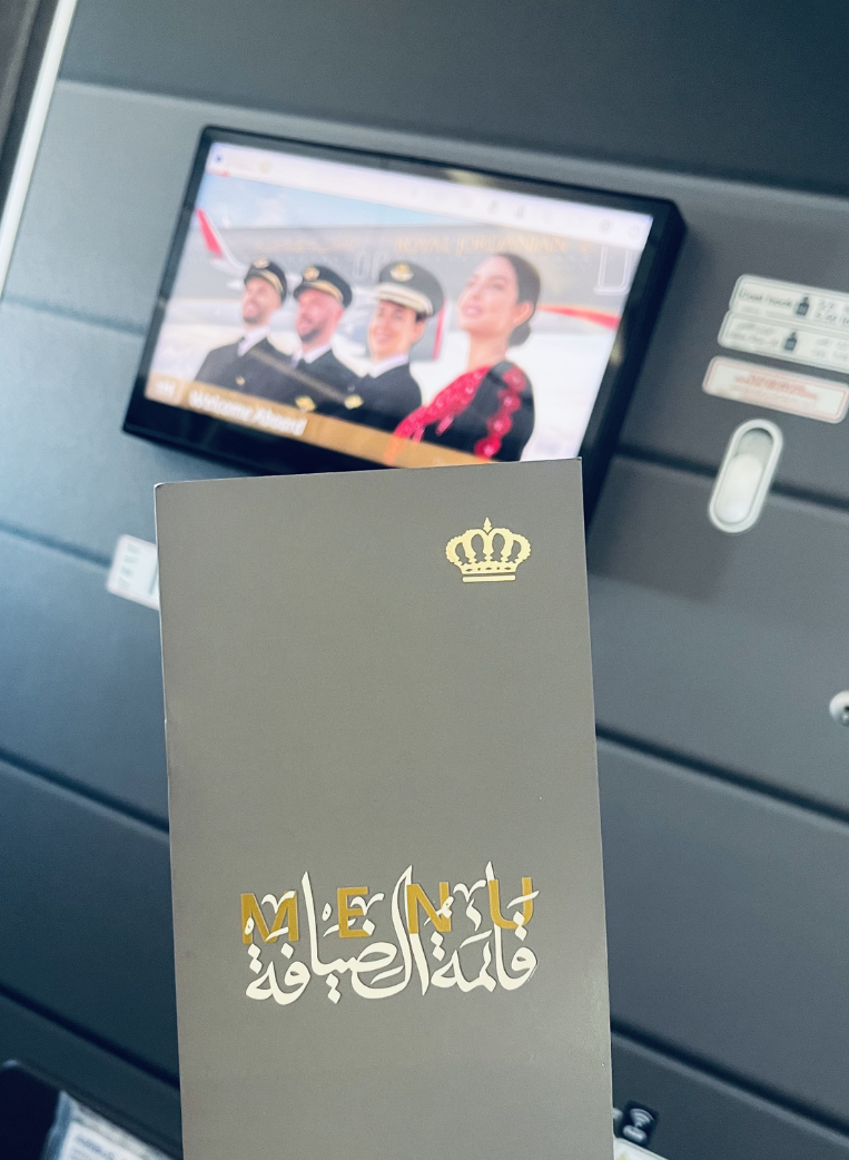 Menu Onboard Royal Jordanian Business Class Seat 1K