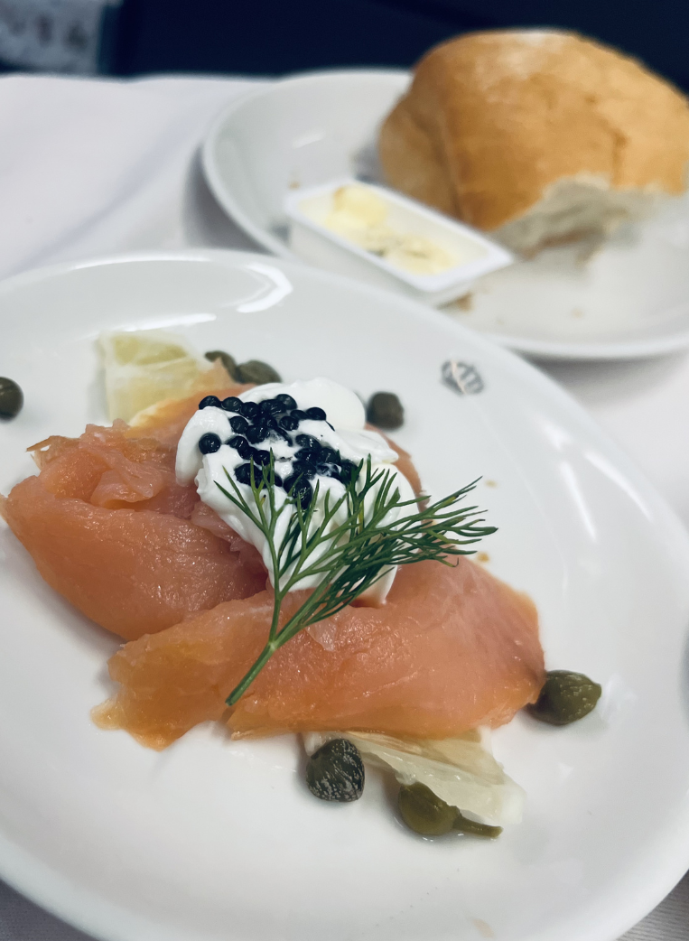 Business Class Food Choice - Delicious Smoked Salmon