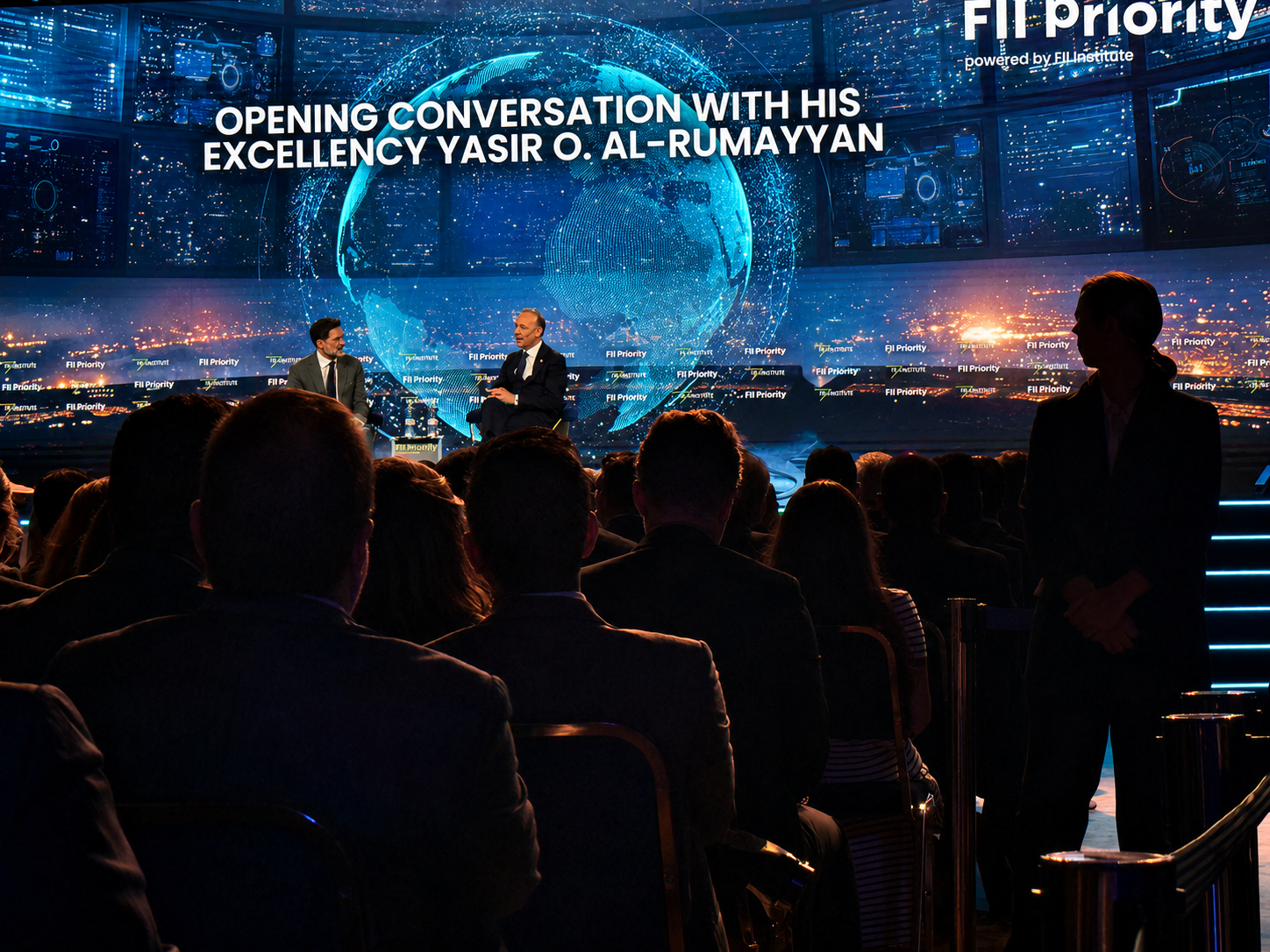 H.E. Yasir Al-Rumayyan speaks at FII PRIORITY Europe Edition. Rome, Italy 2026. Photo credit: Johann Jenson