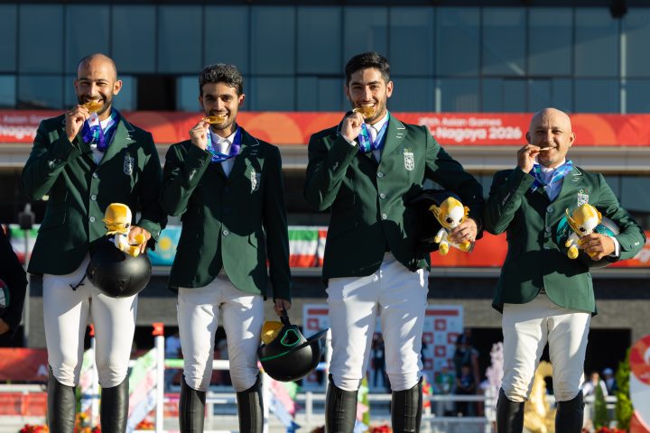 From left, Saad Alajmi, Khaled Almobty, Abdulrahman Alrajhi and Ramzy Al Duhamil winning gold at the Asian Games