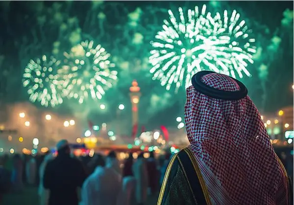 المملكة تتوشح باللون الأخضر احتفالًا باليوم الوطني السعودي 94